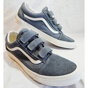 Vans Men's Suede Old Skool V Triple Strap Suede Skate Shoe Size 13 Blue Gray